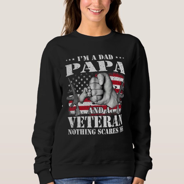Camiseta Hands Flag I m A Dad Papa And A Veteran Nothing Sc (Frente)