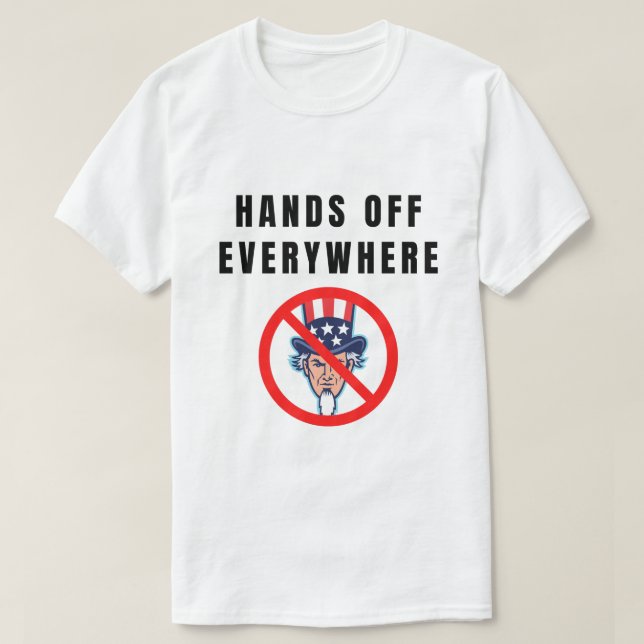 Camiseta Hands off everywhere (Frente do Design)