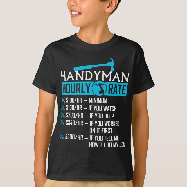 Camiseta Handyman Ha Hora Taxa Humor Carpinteiro Engraçado  (Frente)