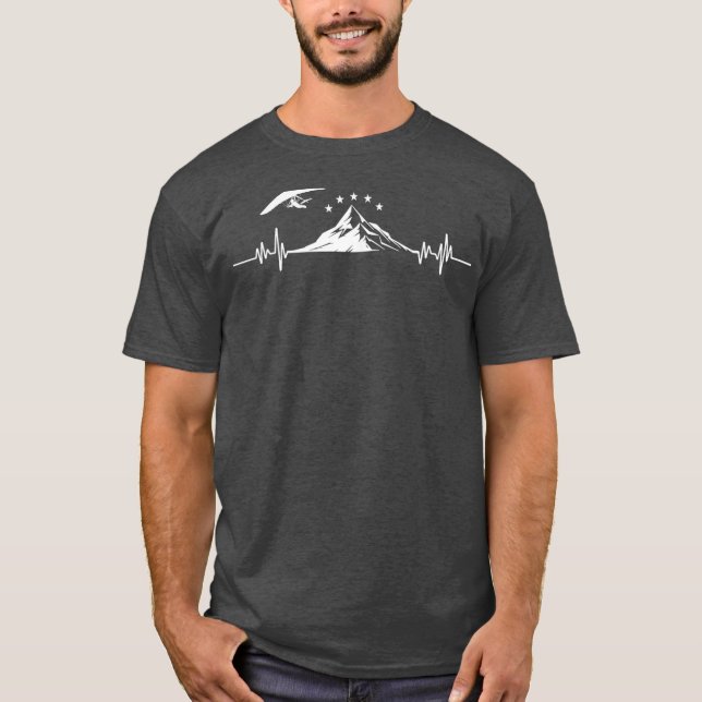 Camiseta Hang Gliding Pilot Heartbeat Hang Glider EKG (Frente)
