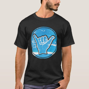 Camiseta Hang Loose Mão Persa Shaka Aloha Surf com Fundo Oc