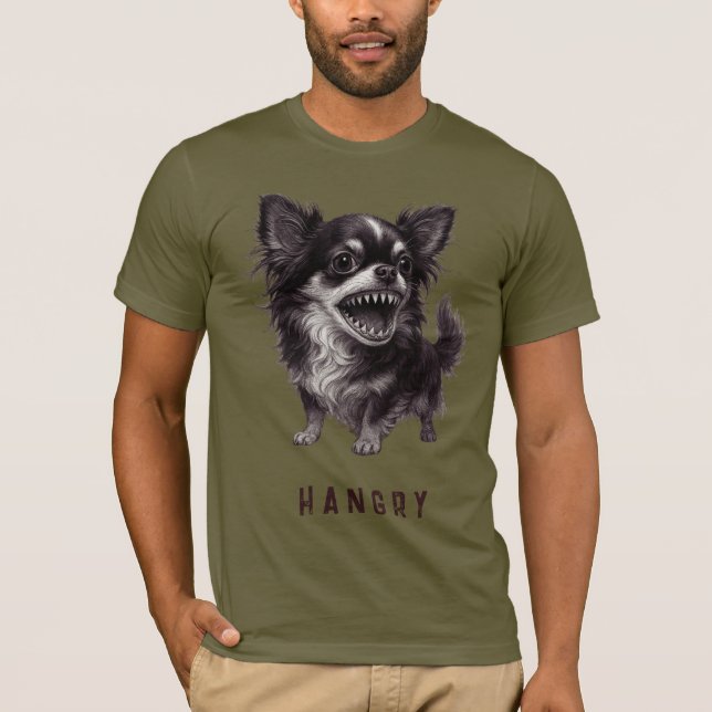 Camiseta Hangry Chihuahua - Engraçada E Agressiva Assustado (Frente)