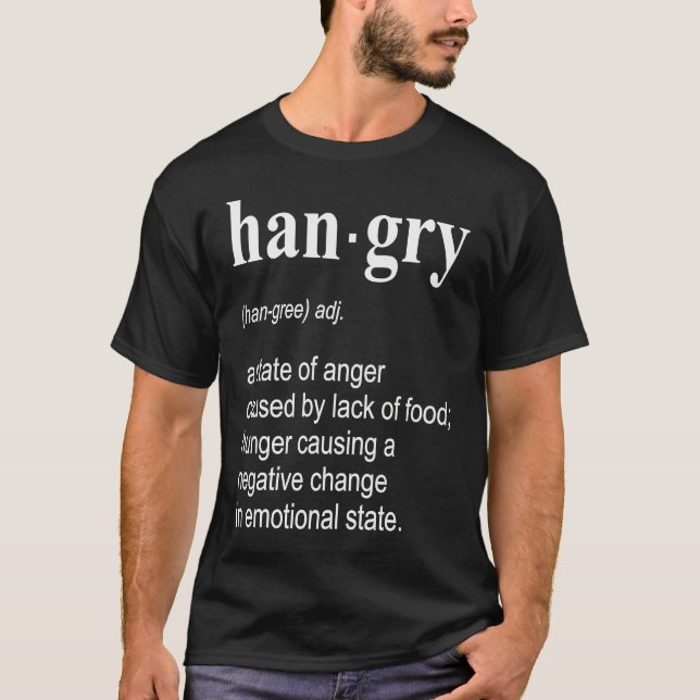 Camiseta Hangry Food Anger Hungry Sarcastic Wordplay Typogr (Frente)