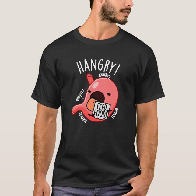 Camiseta Hangry Funny Stomach Pun Dark BG (Frente)