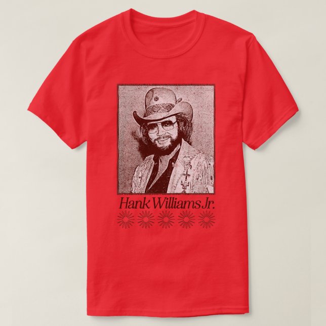 Camiseta Hank Williams Jr Estilo de Vintage TSirt (Frente do Design)