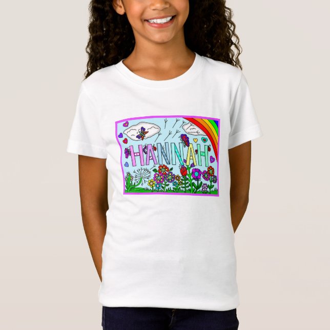 Camiseta Hanna Flowers Whimsical, Rainbow (Frente)