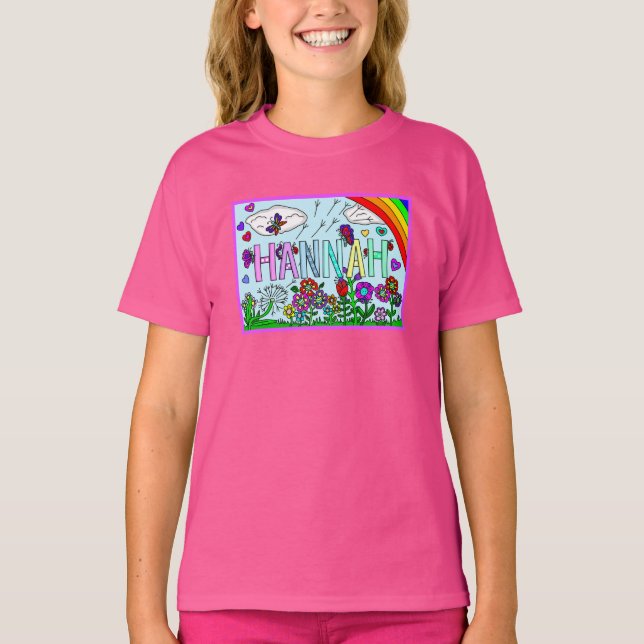 Camiseta Hanna Whimsical Flowers, Rainbow T-S (Frente)