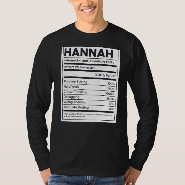 Camiseta Hannah Nutrition Information Problem Solving Duro (Frente)