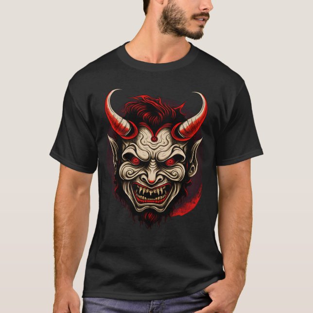 Camiseta Hannya Horror Mythures Japonês Oni Dem (Frente)
