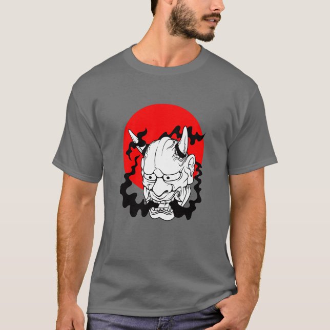 Camiseta Hannya japanese yokai Ogre mask oni harajuku art f (Frente)