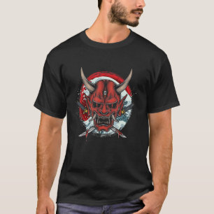 Camiseta Hannya Mask Japonês Onda Katana Espada Samurai