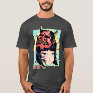 Camiseta Hannya Noh Anime Japonês Demon Mask Culture Tradi