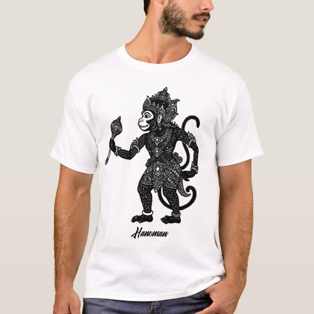 Camiseta Hanoman Boneco de Sombra Wayang Kulit (Frente)