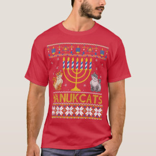 Camiseta Hanukcats Hanukkah Cat Aloja Férias Feias Feias Fe