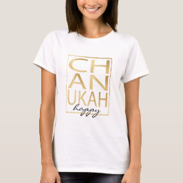 Camiseta Hanukkah "Chanukah Happy Dourada"