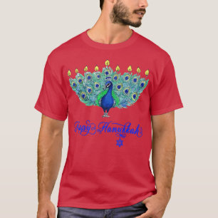 Camiseta Hanukkah Christmas Peacock Menorah Chanukah judeu