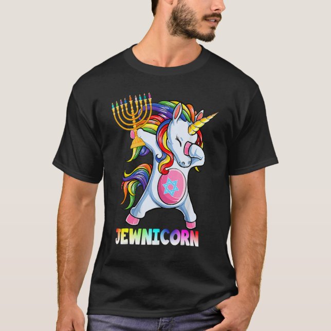 Camiseta Hanukkah Dabbing Unicorn Jewnicorn Chanukah Jewish (Frente)