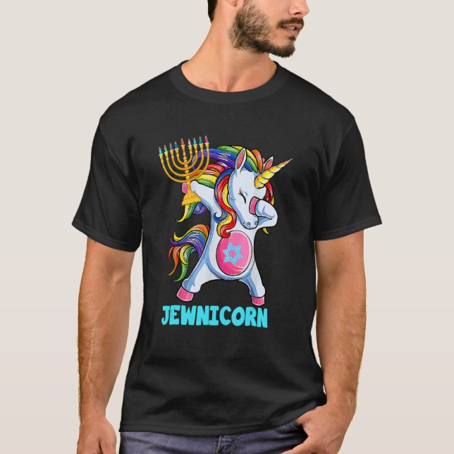 Camiseta Hanukkah Dabbing Unicorn Jewnicorn Chanukah Jewish (Frente)