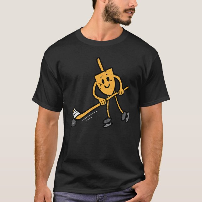 Camiseta Hanukkah Dreidel Ice Hockey Chanukah Homens Judeus (Frente)