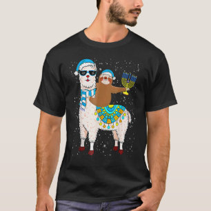 Camiseta Hanukkah Engraçado Llamakah Llama Sloth Feliz Hanu