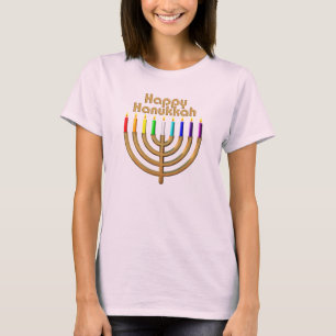 Camiseta Hanukkah feliz Menorah