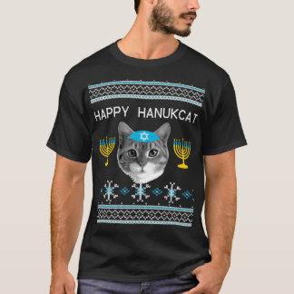 Camiseta Hanukkah Gato Feio Cheira Feliz Hanukcat