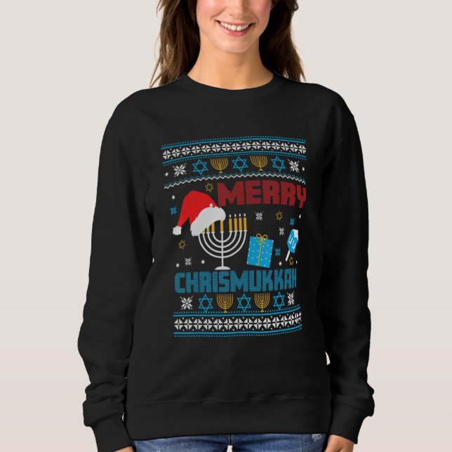 Camiseta Hanukkah Jewish Christmas Chrismukkah Sweater (Frente)