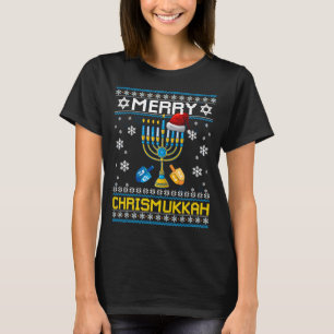 Camiseta Hanukkah judeu Feliz Natal Chrismukkah Ugly S
