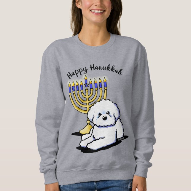 Camiseta Hanukkah Menorah Bichon Sweatshirt (Frente)