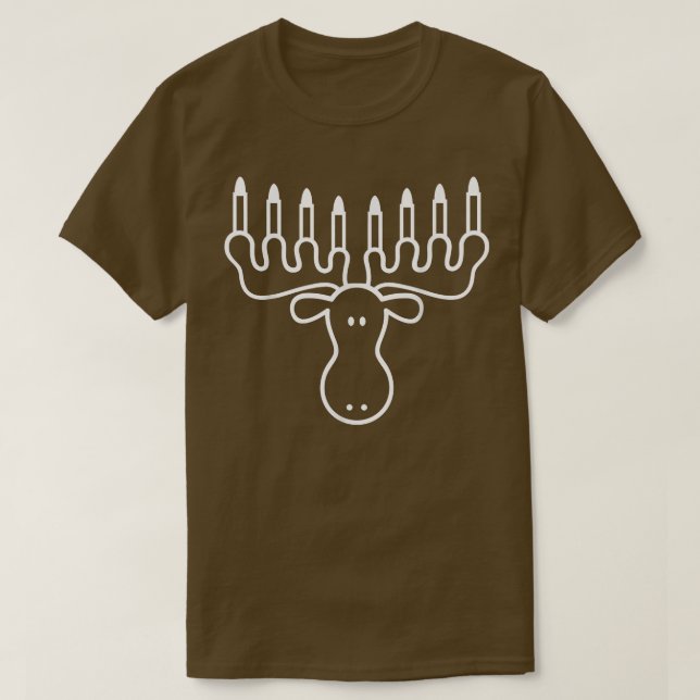 Camiseta Hanukkah Moose Menorah Funny Jewish  (Frente do Design)