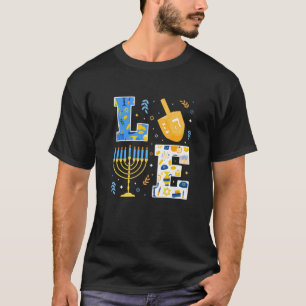 Camiseta Hanukkah Pajamas ama Decorações de Amor Dreidel