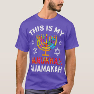 Camiseta Hanukkah Pajamas Holiday Menorah Piada Humor Engra