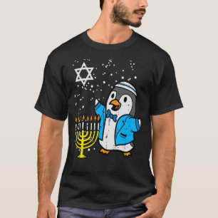 Camiseta Hanukkah Penguin Menorah Chanukah Menina Judia