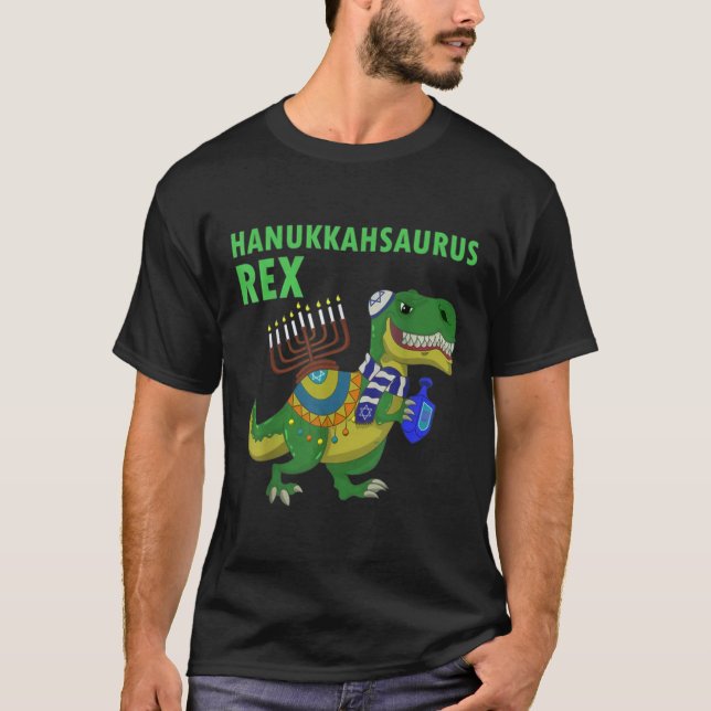 Camiseta Hanukkah Saurus Rex Funny T Rex Dinosaur Hanukkah (Frente)