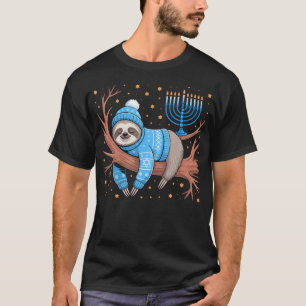 Camiseta Hanukkah Sloth Engraçado Judaico Chanukah Dormindo