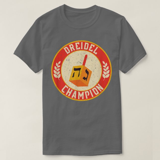 Camiseta Hanukkah Vintage Dreidel Champion Engraçado Hol Ju (Frente do Design)