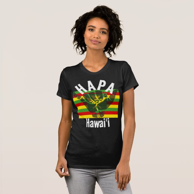 Camiseta HAPA HAWAII Kānaka Maoli Flag TRIBAL SHAKA BG What (Frente Completa)