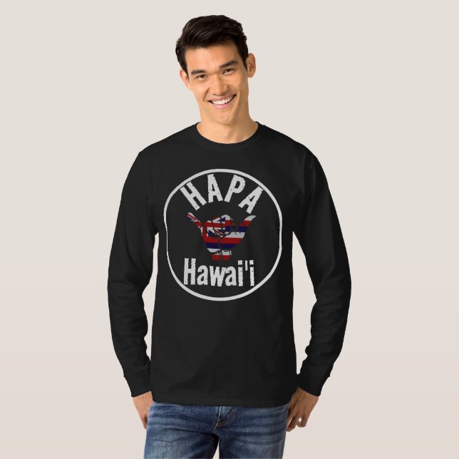 Camiseta HAPA HAWAII TRIBAL HI Flag SHAKA (Frente Completa)
