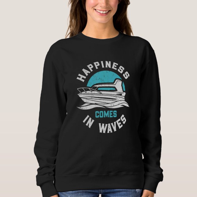 Camiseta Happines Comes In Waves funny motor boating (Frente)