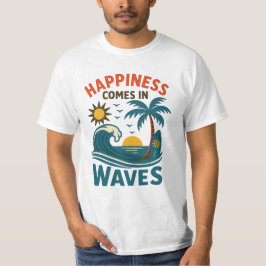 Camiseta Happiness Comes in Waves - Men's Motivational Beac