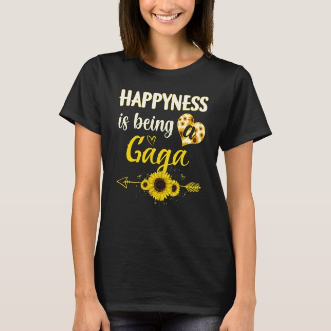 Camiseta Happiness Is Being A Gaga Sunflower Grandma Mother (Frente)