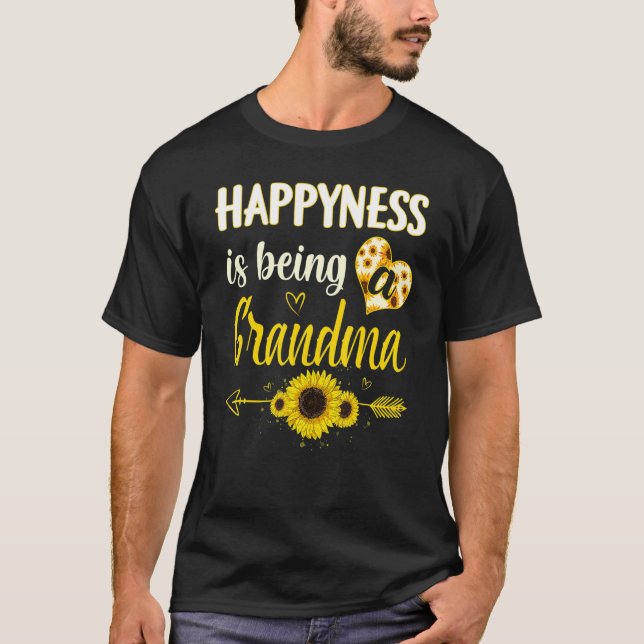 Camiseta Happiness Is Being A Grandma Sunflower Grandma Mot (Frente)