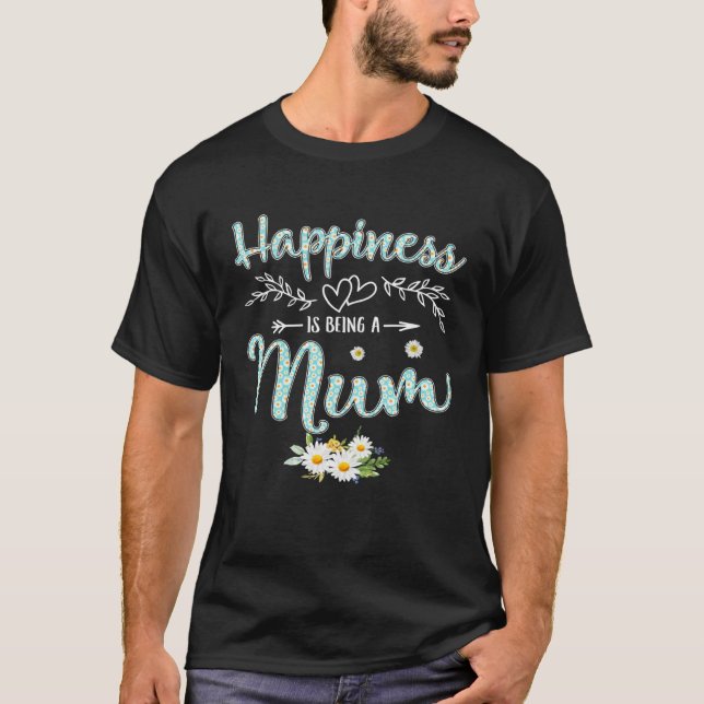 Camiseta Happiness Is Being A Mum Women Daisy Flower Decor  (Frente)