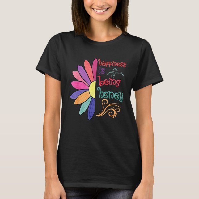 Camiseta Happiness Is Being Honey Grandma To Be Sunflower M (Frente)
