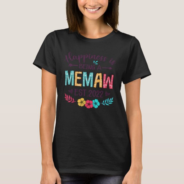 Camiseta Happiness Is Being Memaw Fall Vibes Flower (Frente)