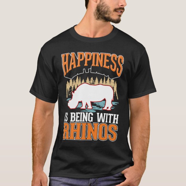 Camiseta Happiness is being with Rhinos (Frente)