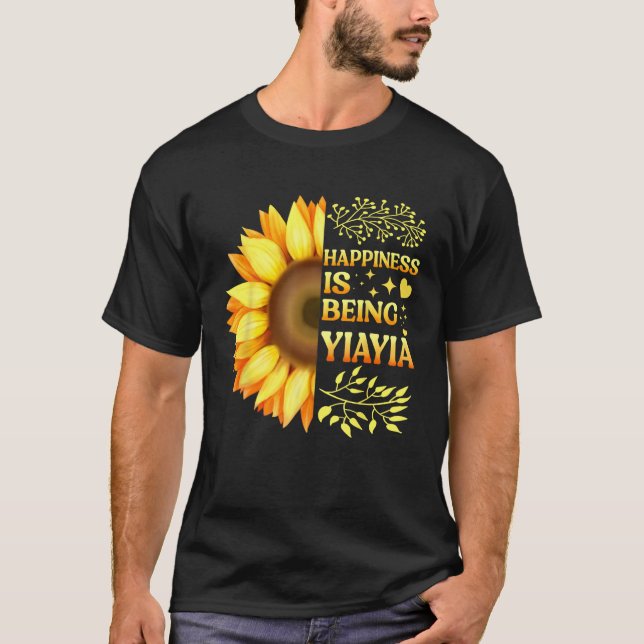Camiseta Happiness Is Being Yiayia Grandma To Be Sunflower  (Frente)