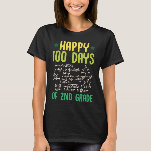 Camiseta Happy 100 Days Of 2nd Grade Math Teacher Equations (Frente)
