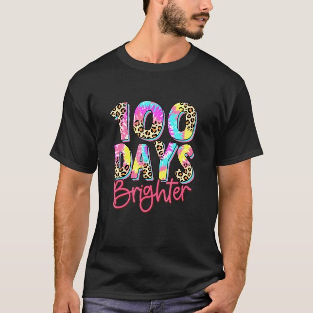 Camiseta Happy 100 Days Of School 100 Days Brighter Tie Dye (Frente)