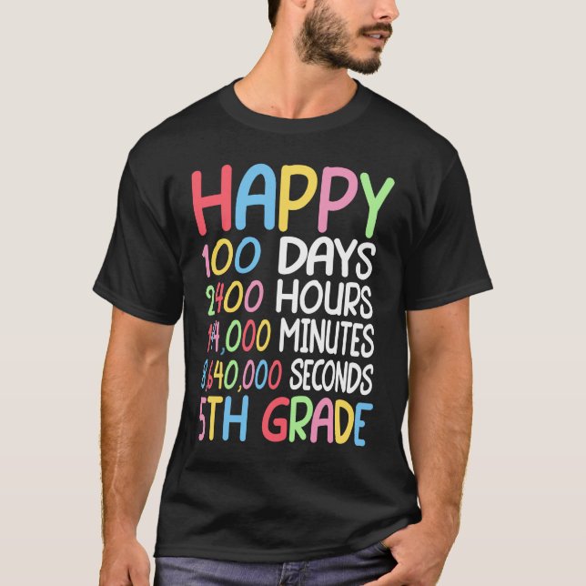 Camiseta Happy 100 Days Of School 5th Grade Student Math Te (Frente)